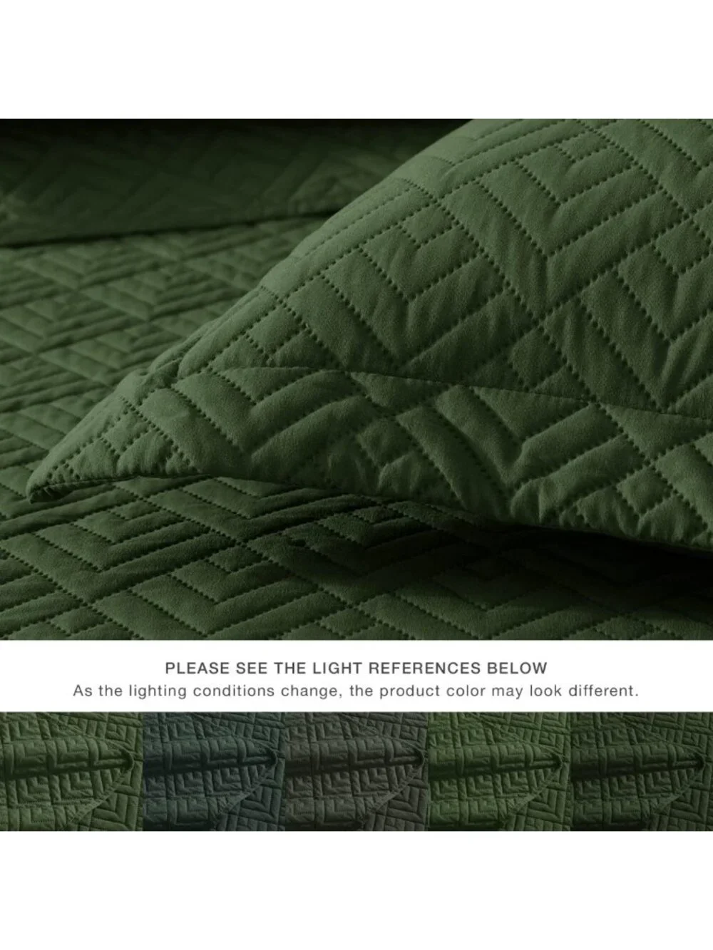 Queen Size Quilt Set - Summer Squares Pattern, Olive Green Bedspread, Cozy